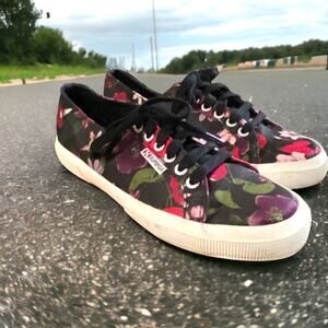 Superga Womens Shoes Size 8 Floral satin Lace Up Sneakers 8 / 39